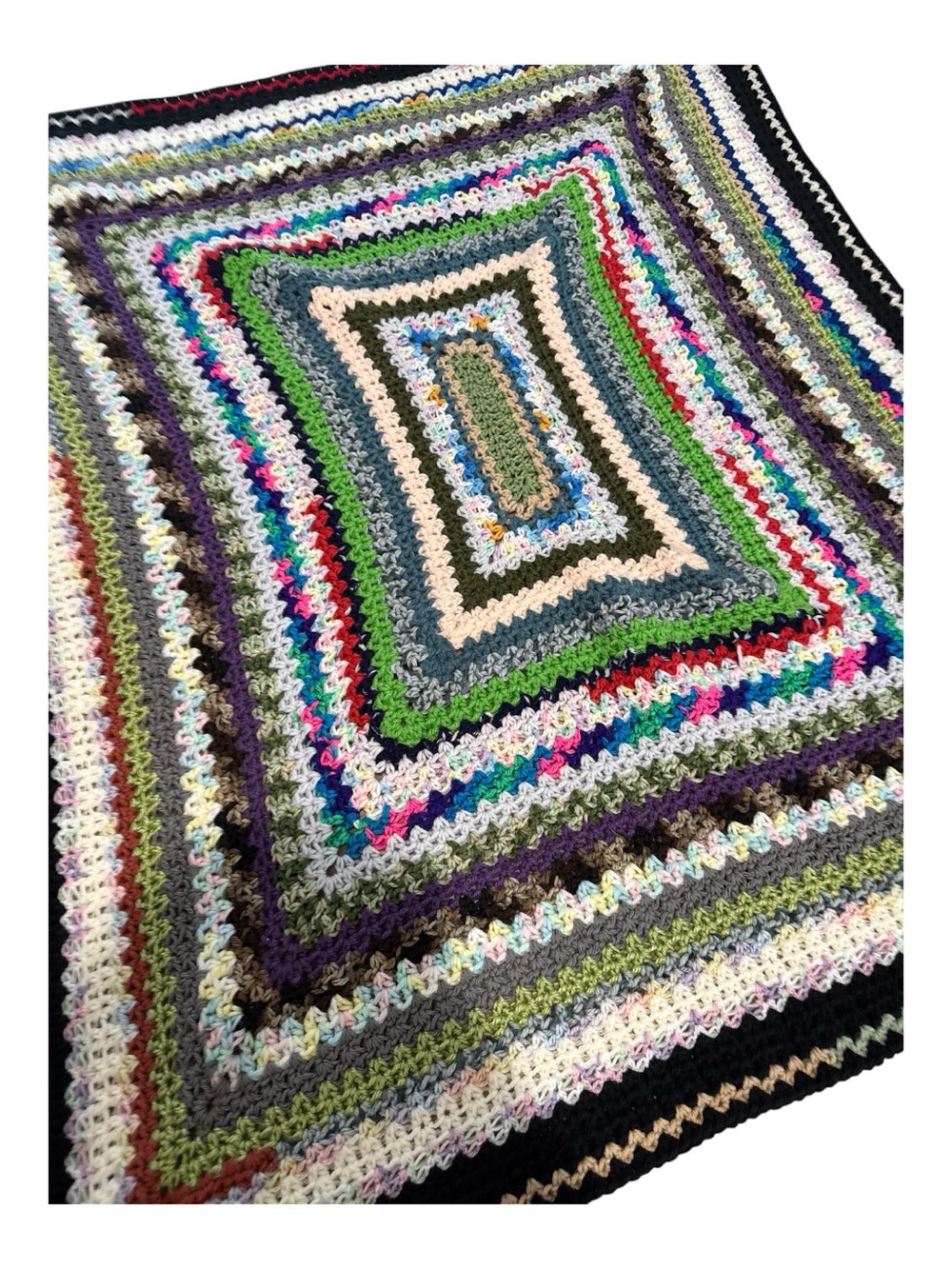 💚Handmade Crochet Colorful Throw Blanket W/ Neutral & Bright Accent Colors